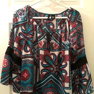 New Directions Bohemian/Boho/Floral Tunic